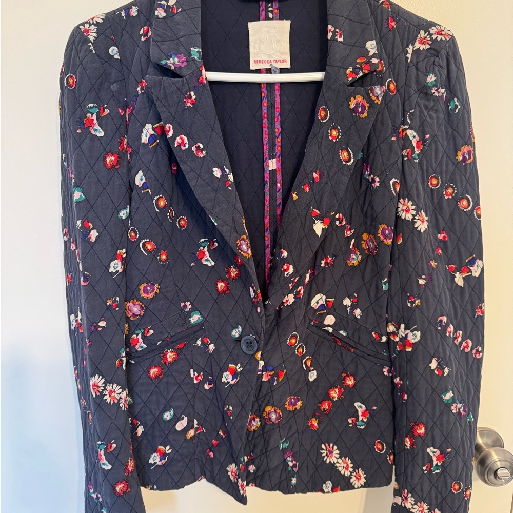 Rebecca Taylor Navy Blazer Floral Print